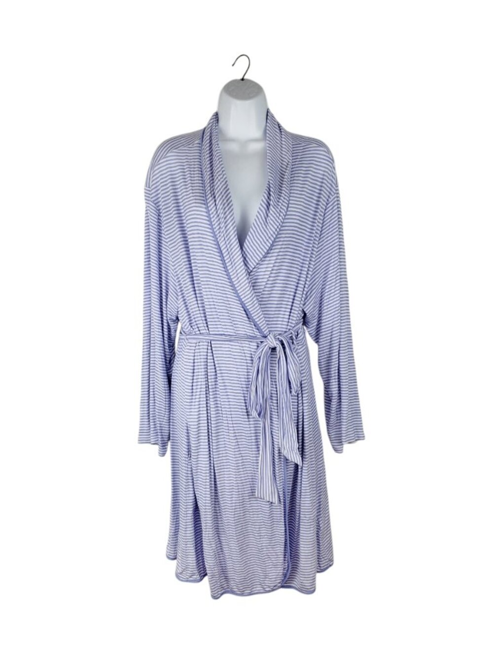 Vermont Country Store Ella Simone Cooling Jersey Wrap Robe Stripe Womens Large